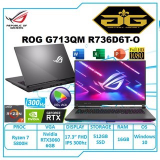 ASUS ROG STRIX-G G713QM R7-5800H 16G 512GB RTX3060 17.3" 300Hz W10 OHS