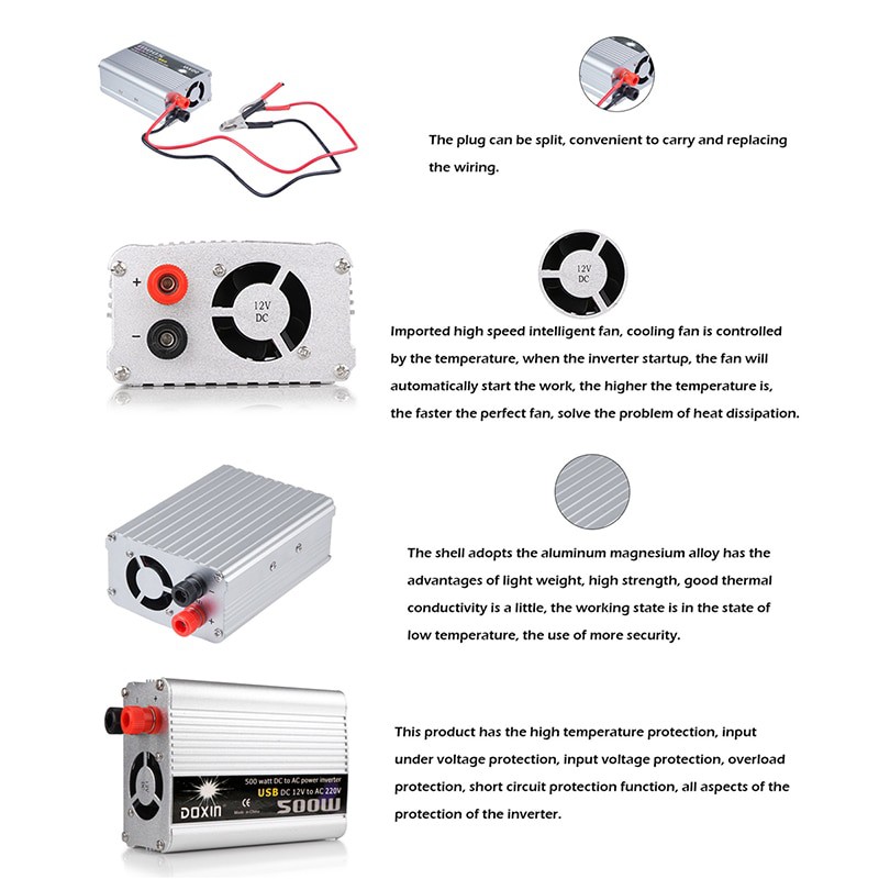 Car Power Inverter DC 12V to AC 220V 500W Power Inventer DC ke AC 12 volt ke 220 volt