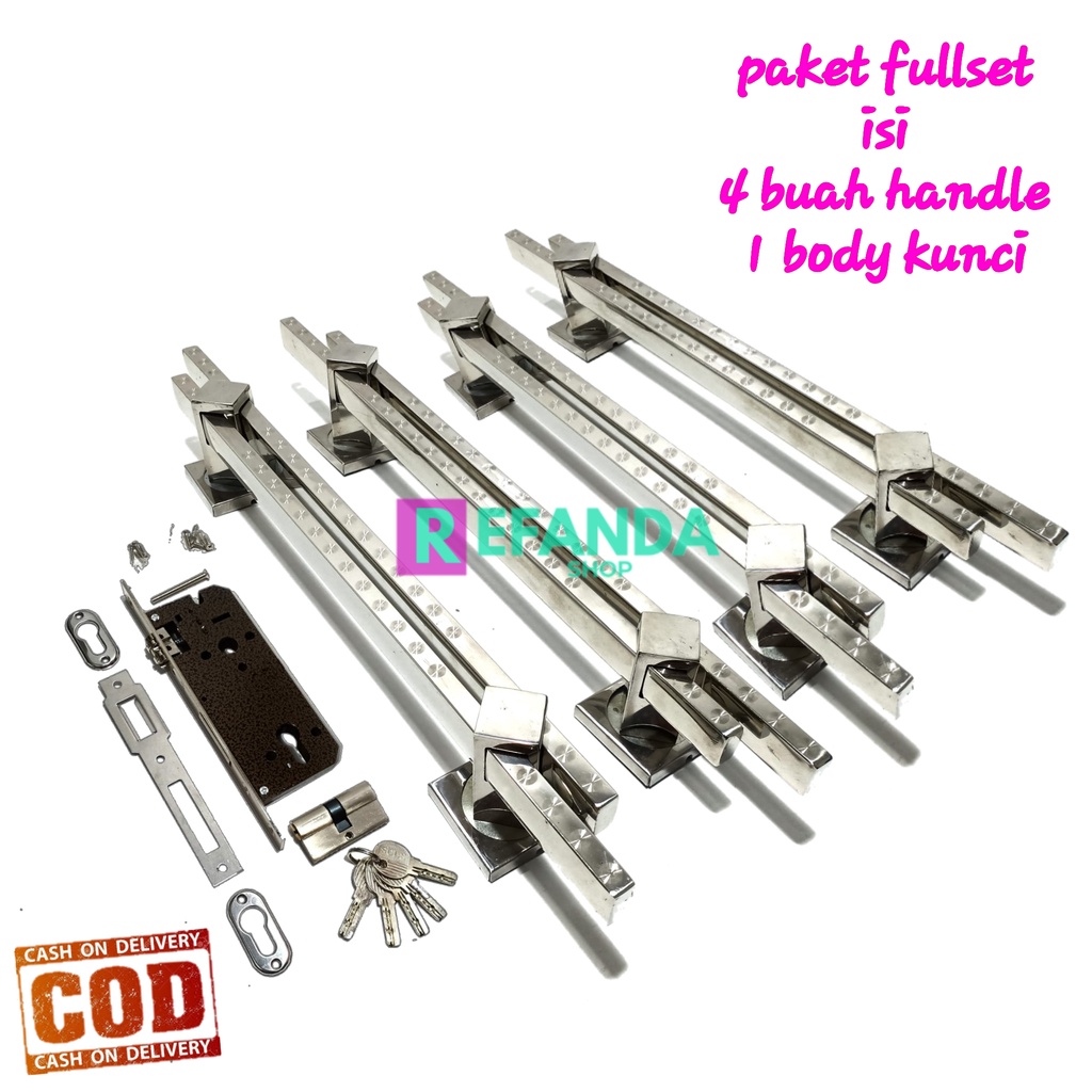 2set handle tarikan pegangan tuas gagang pintu rumah minimalis modrn panjang 40cm dan 60cm bahan sta