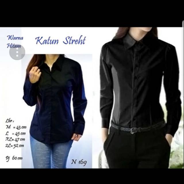 Kemeja hitam stret m to xxxxxxL