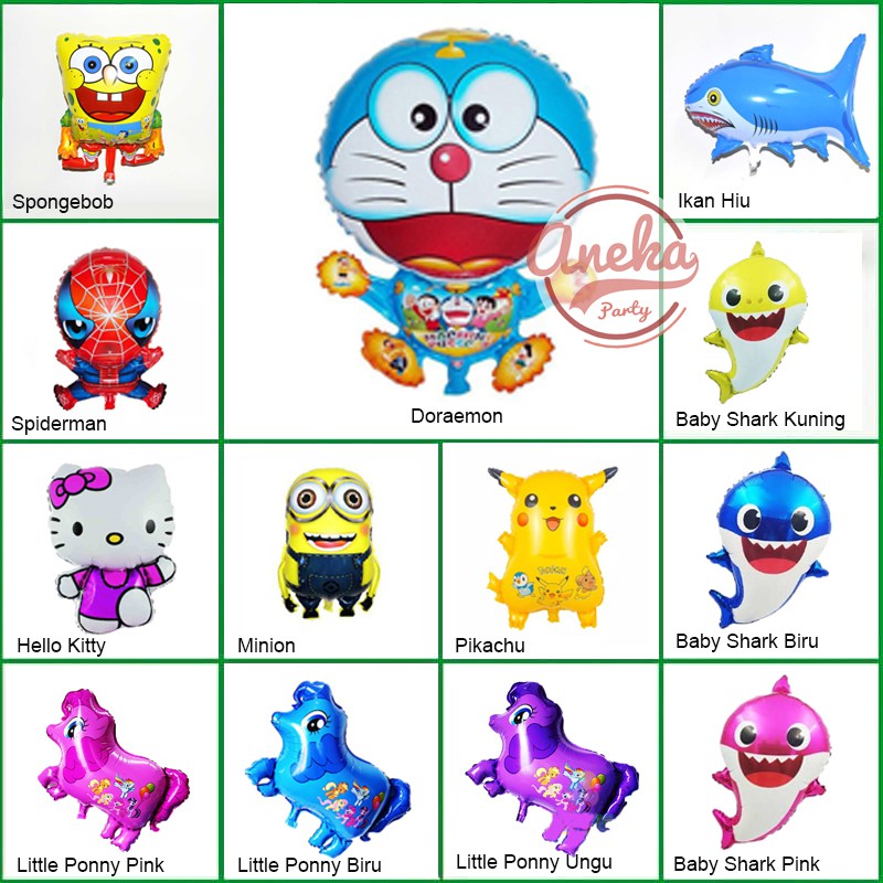 Image of balon plastik karakter / balon karakter kartun / balon plastik bentuk kartun / balon hbd kartun #0