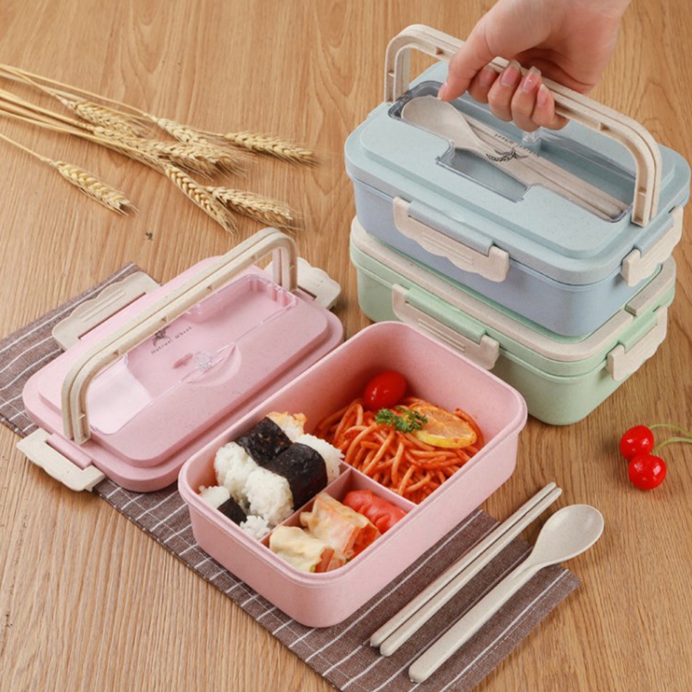 Wheat Lunch Box Bento Kotak Makan Set Gandum Alat Makan