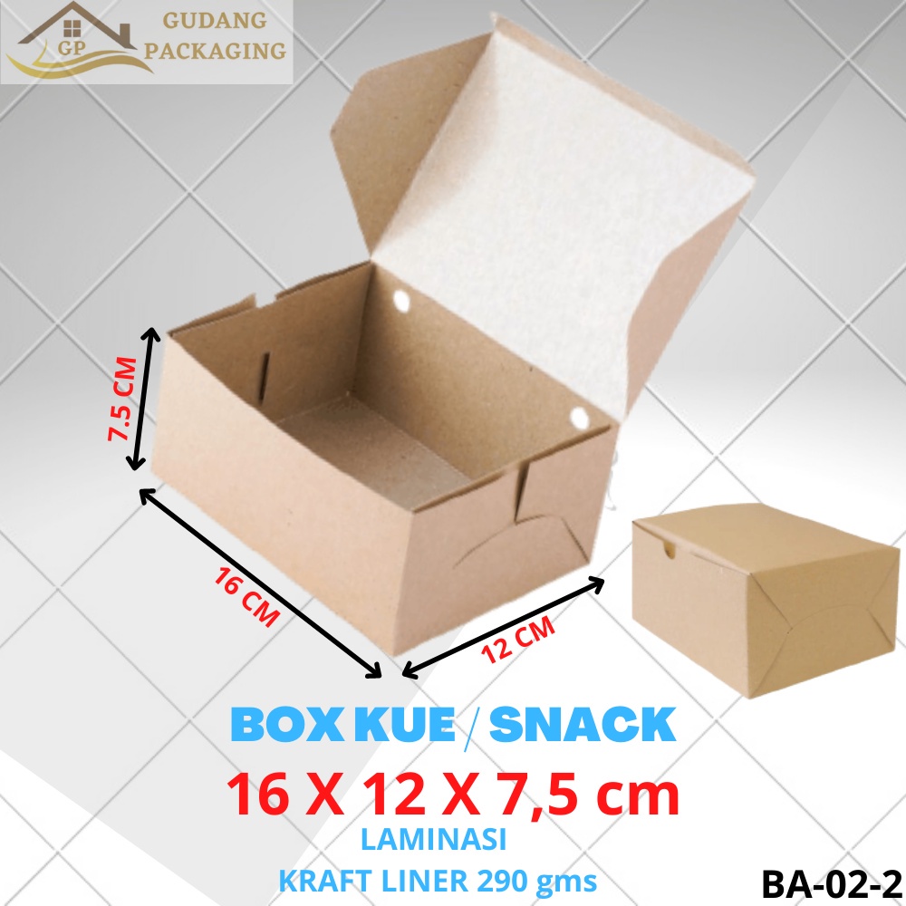 

BOX DUS KARDUS KOTAK NASI ROTI KUE SNACK KETRING TEBAL 290gsm 16x12x7,5 cm LAMINASI FOOD GRADE#BB-02-2PE