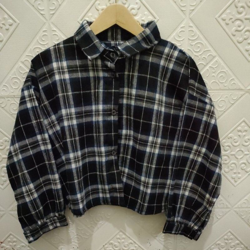crop top tartan / crop top flanel / kemeja crop wanita-Motif 46