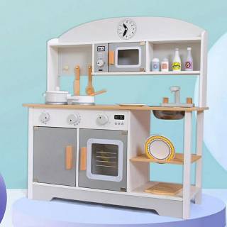 Wooden toys / mainan big grey kitchen set | Shopee Indonesia