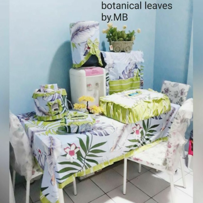 BOTANICAL LEAVES _ Taplak 140x190cm Homeset Dapur, Kitchen Set, GKM, Tudung Saji, Taplak Meja Makan