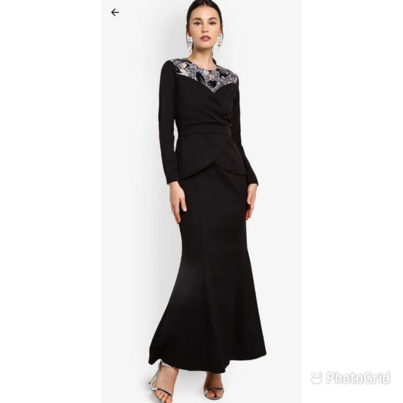 Dress Hijab Long Dress Zalia Black Sequin Dress  S