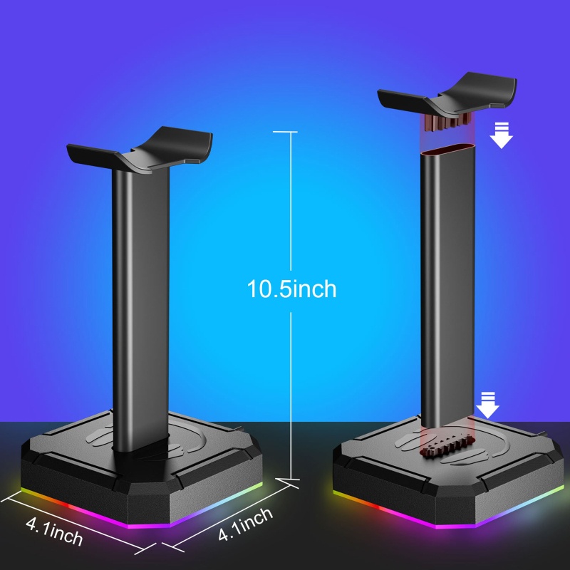 Bt RGB Earphone Display Stand Dengan Port Pengisian USB Detachable Gaming Earphone Holder Rack Desktop Aksesoris PC