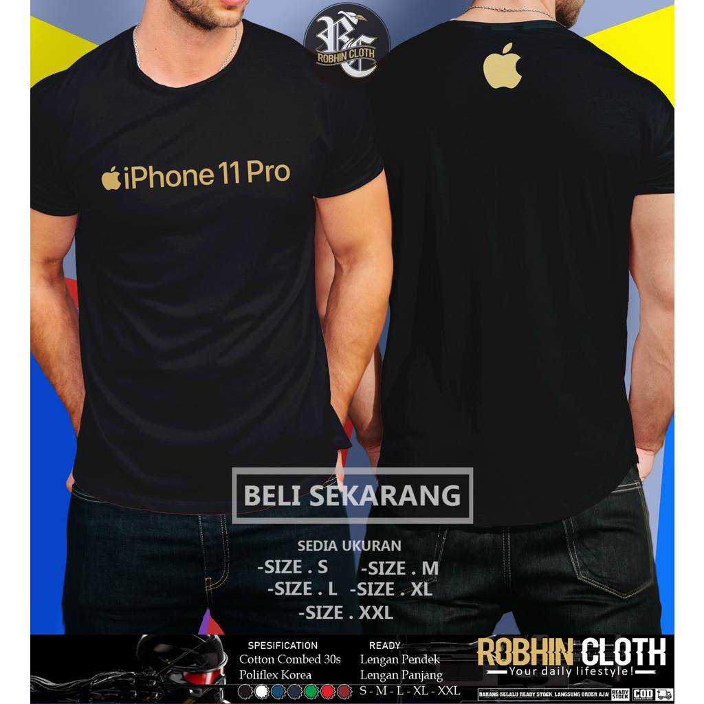 Kaos iPhone 11 Pro Logo Baju Gadget