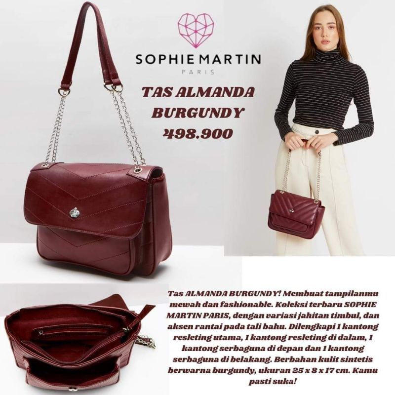 ALAMANDA & ALAMANDA BURGUNDY, MINT GREEN,NAVY,PINK. TAS TALI RANTAI WANITA SOPHIE MARTIN ORIGINAL TA