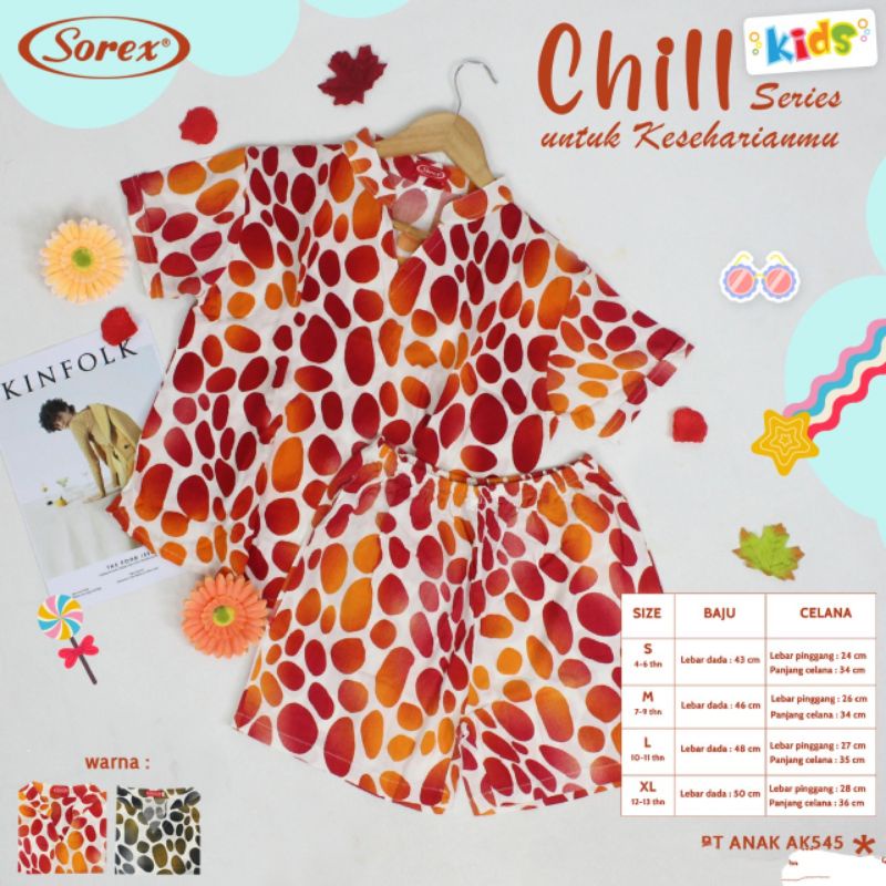 Sorex Kids AK 545 Baju Tidur baby doll Anak perempuan  1 Set Atasan + Celana Pendek Chill Series Piyama