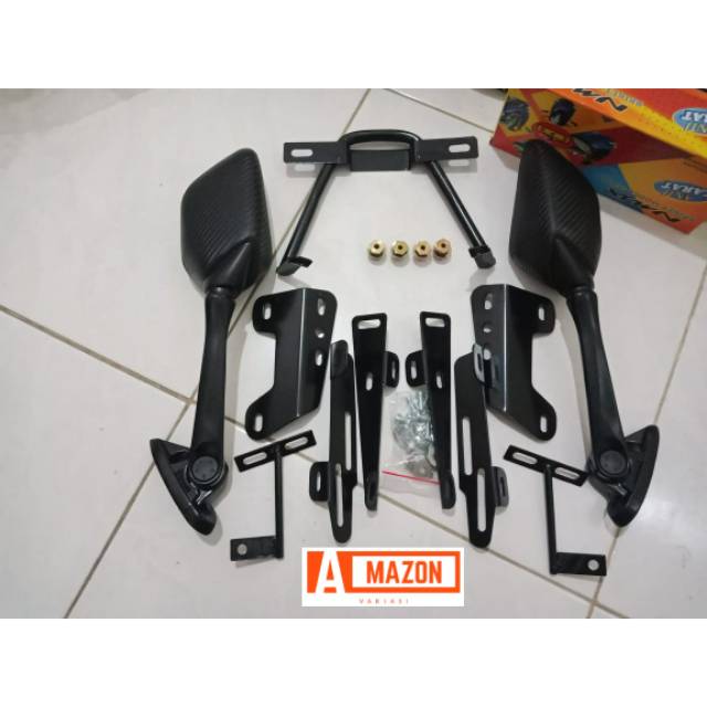 Breket Serpo Nmax Plus Baut Anti Jebol Plus Spion R25 Carbon Plus Breket Plat no Kumis Variasi Nmax