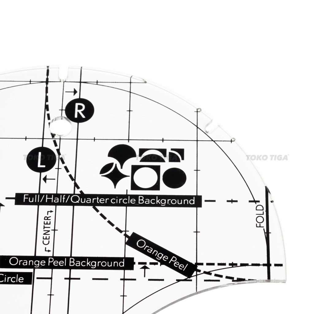 Penggaris Quilting / Quilt Ruler Half Circle / Orange Peel (QR-102)
