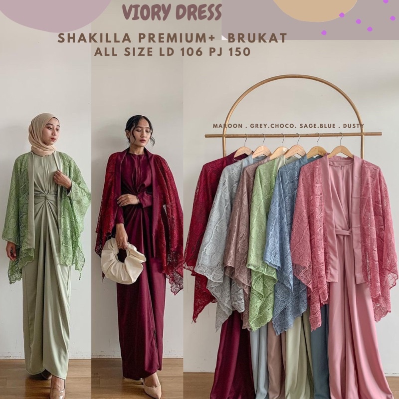 Viory Dress With Outer Brukat/Set 2 In 1 Ld 106/Dress With Inner/Gamis Kondangan/Set Kondangan