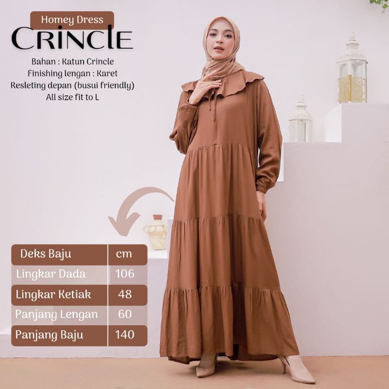 TERMURAHH!!! HOMEY DRESS CRINCLE GAMIS DEWASA JUMBO TERBARU BEST SELLER BAHAN KATUN CRINCLE NYAMAN DIPAKAI | BISA COD