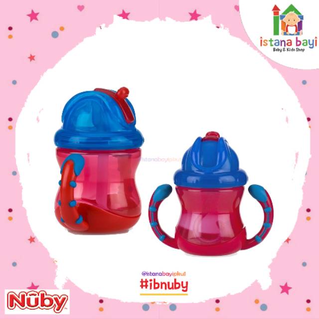 Nuby Grip Flip N Sip Straw - Botol Minum Anak