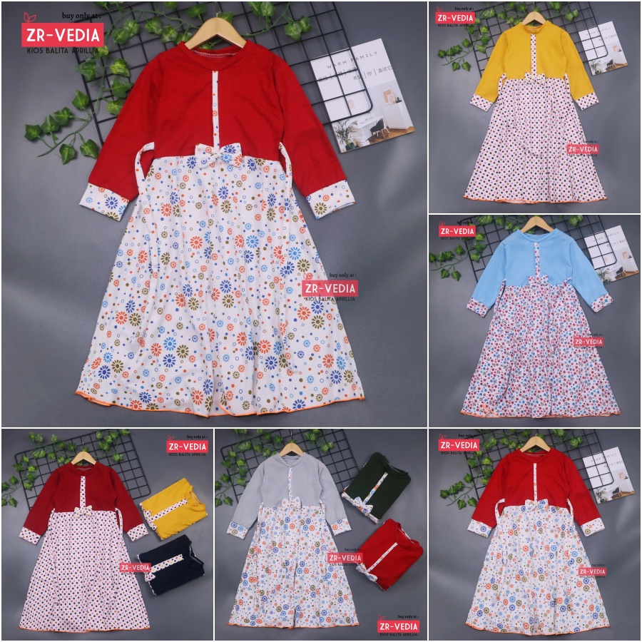 Gamis Pita Uk. 3-4 Tahun  / Gamis Muslim Ngaji Murah Lengan Panjang Perempuan Cewek