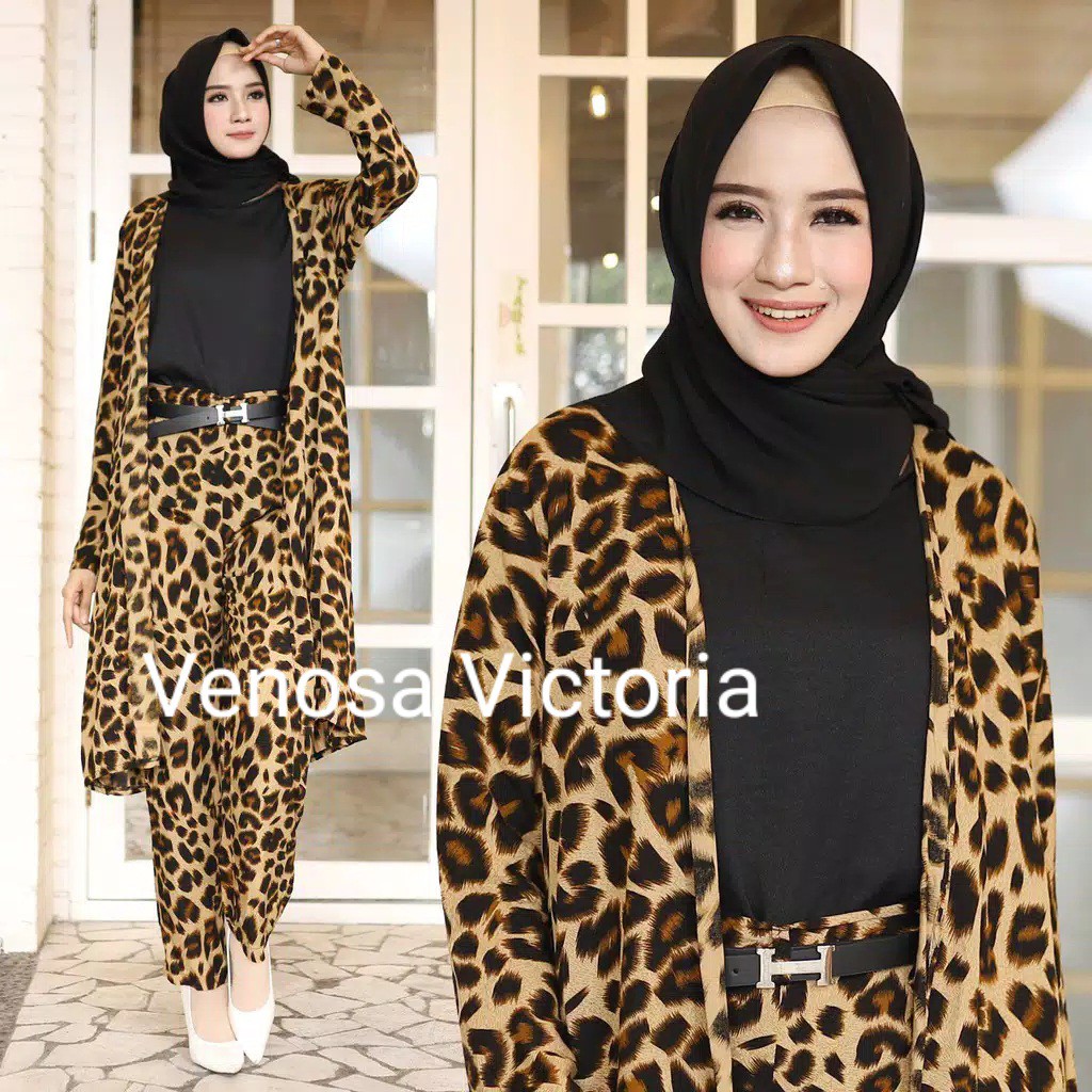 Setelan Wanita Leopard | Set Motif Macan Tutul