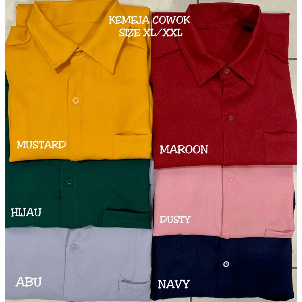 KEMEJA COWO/BAHAN KATUN MOSCREPE/LENGAN PANJANG/ADA SIZE M , L , XL , XXL