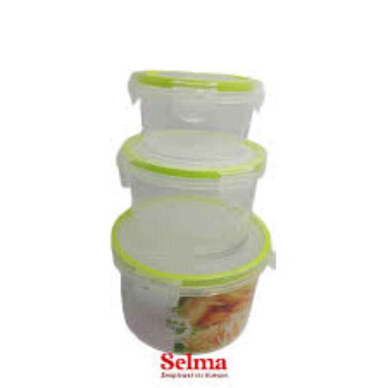 SELMA SET KOTAK MAKAN PERSEGI 3PCS LIME