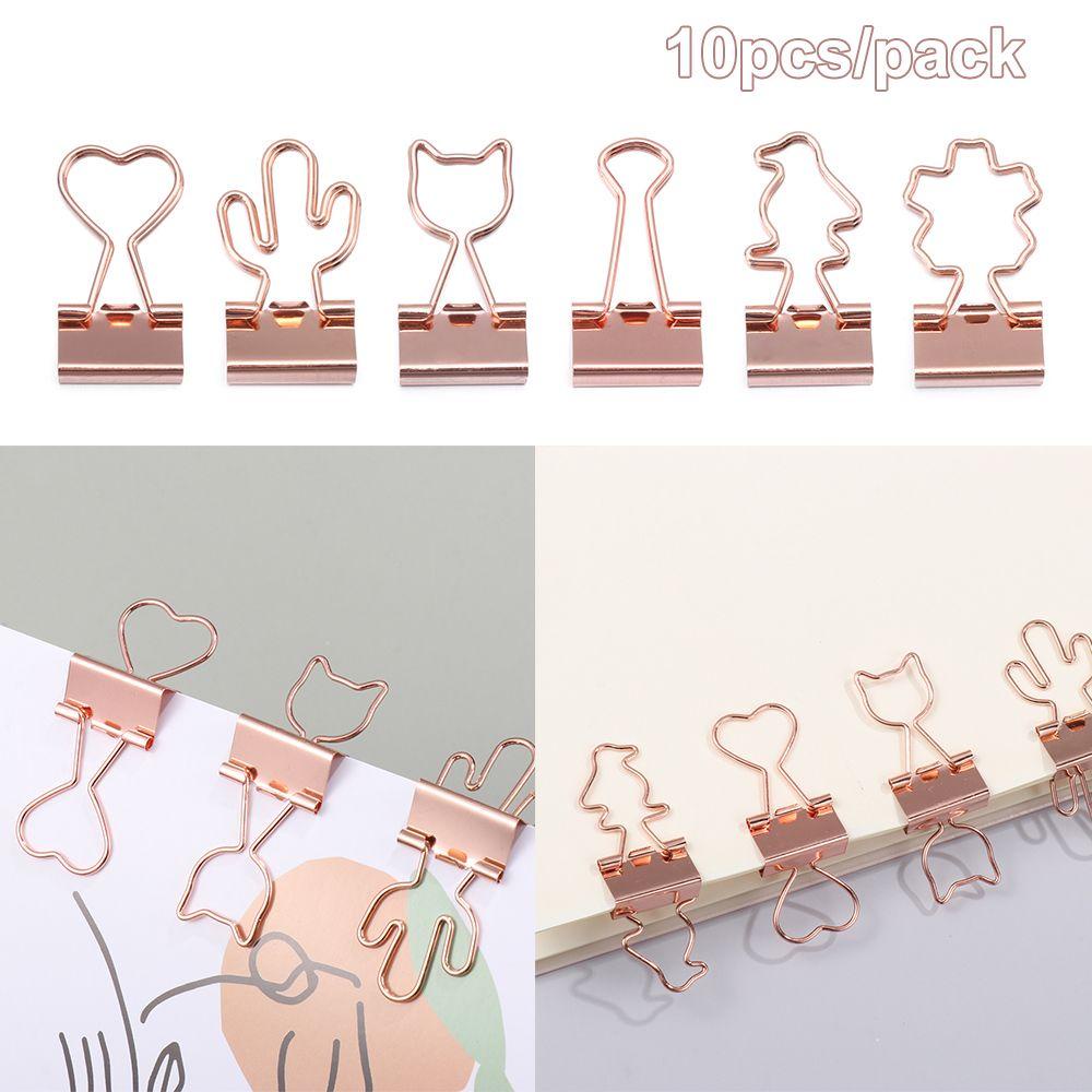 Nanas 10pcs Paper Clip File Buku Mini Hati Kucing Kaktus Metal