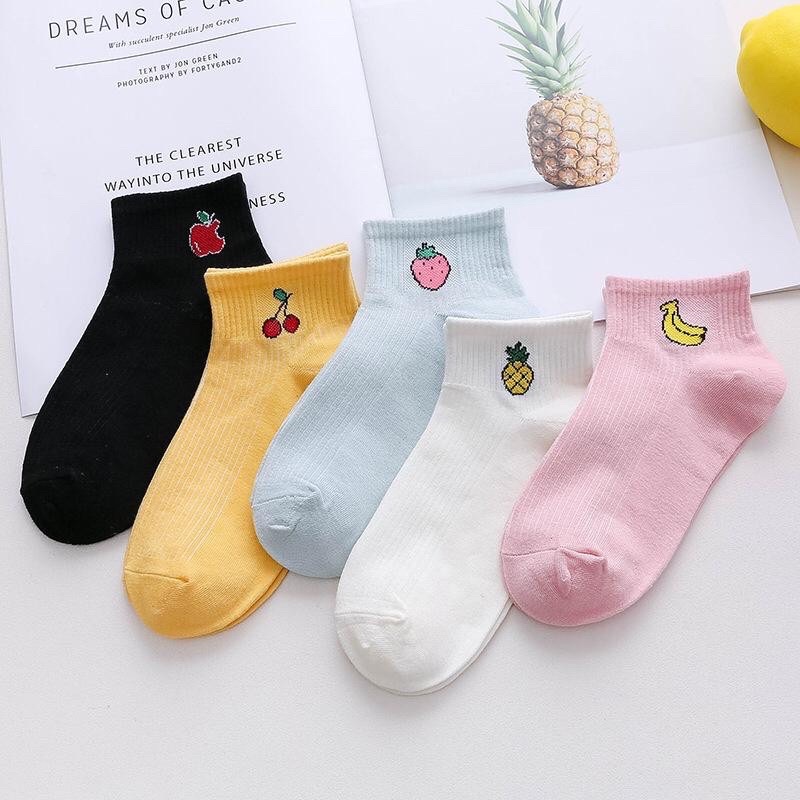 Kaos Kaki Motif Buah Cute Kaoskaki Pendek Socks Fruit Fashion Wanita Korea Import