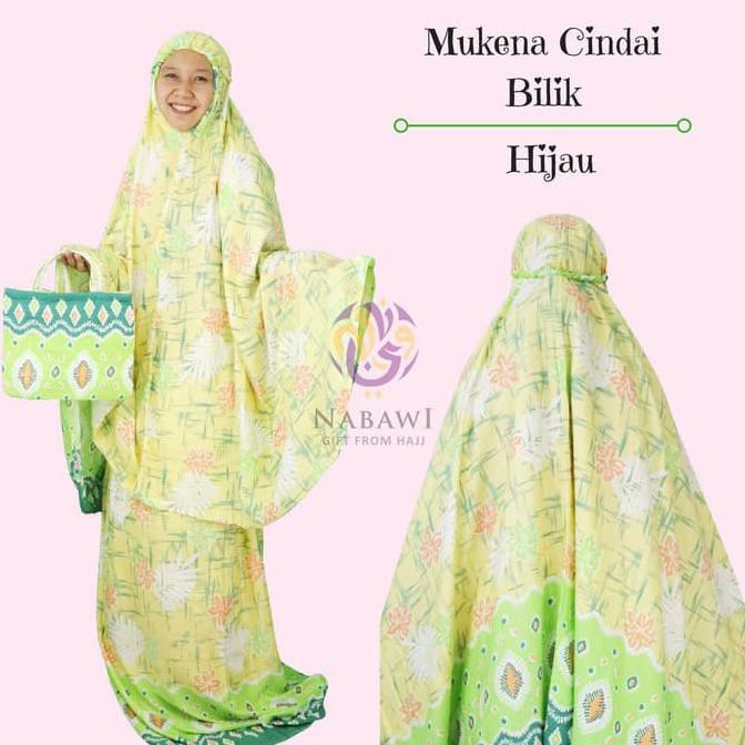 Mukena Mukenah Setelan Katun Bali Cindai Bilik Jumbo Oleh Oleh Haji - Biru ALE70