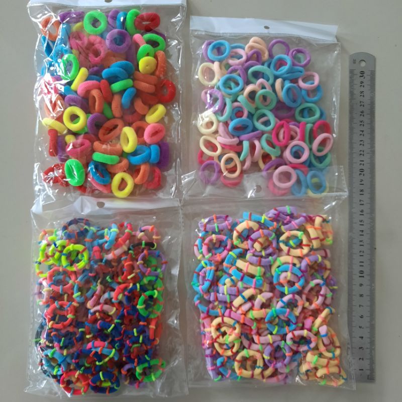 Donat 100pcs Mini Ikat Rambut Per Pack Kulakan Grosir