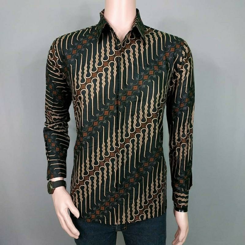 Batik Pria Lengan Panjang Gus Azmi BATIK AZMIL HRB026 motif KERATONAN Kode 002 size M L XL XXL