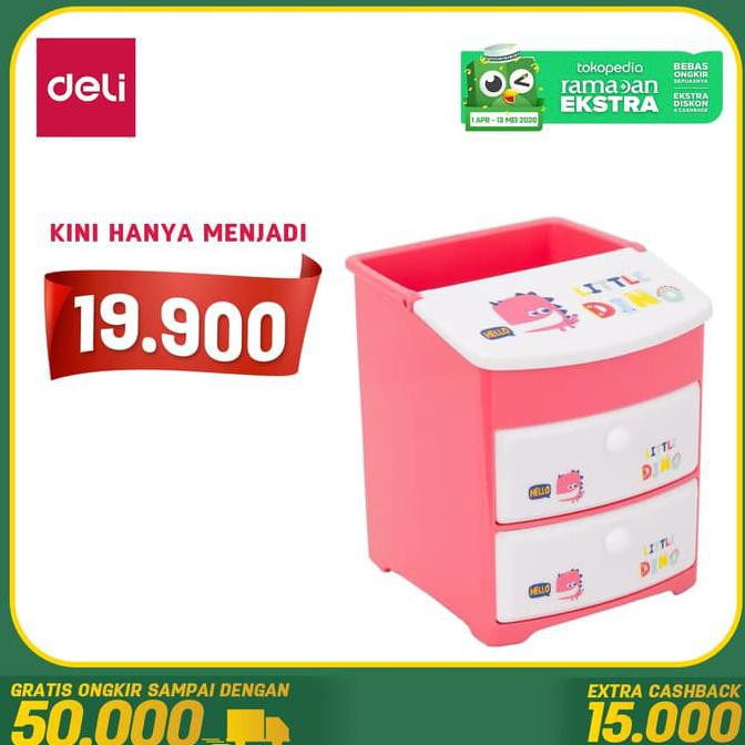 

ILARISl Deli E9136 School Pen Holder/Tempat Pulpen-Dino School Pen Holder - Merah Muda ICQl
