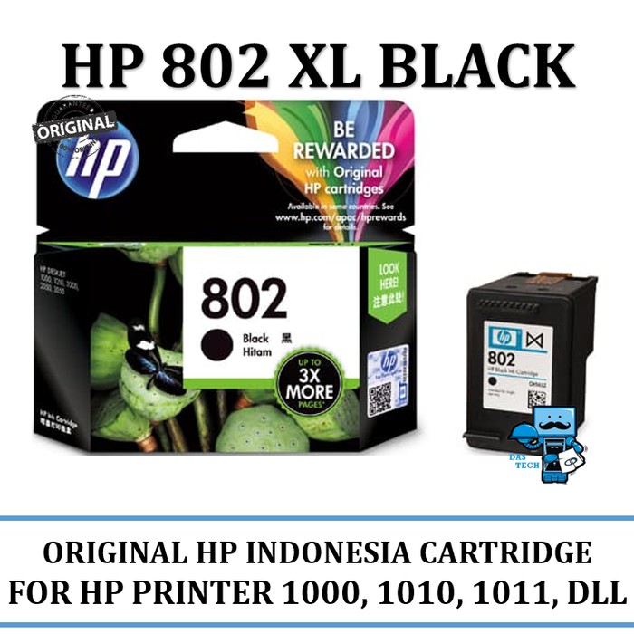 Tinta Original HP 802 XL Black Hitam