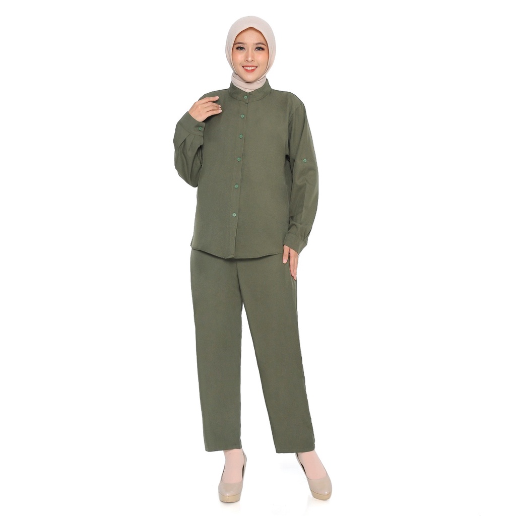 one set shakila premium terbaru/setelan polos wanita full kancing depan/busui L-XL-XXL