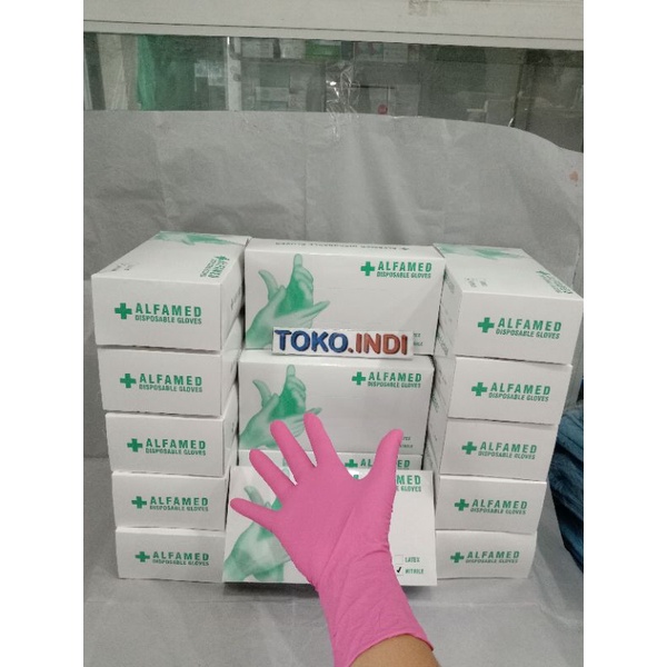 Sarung Tangan Nitrile isi 100 Alfamed / Sarung Tangan Nitrile / Disposable Gloves