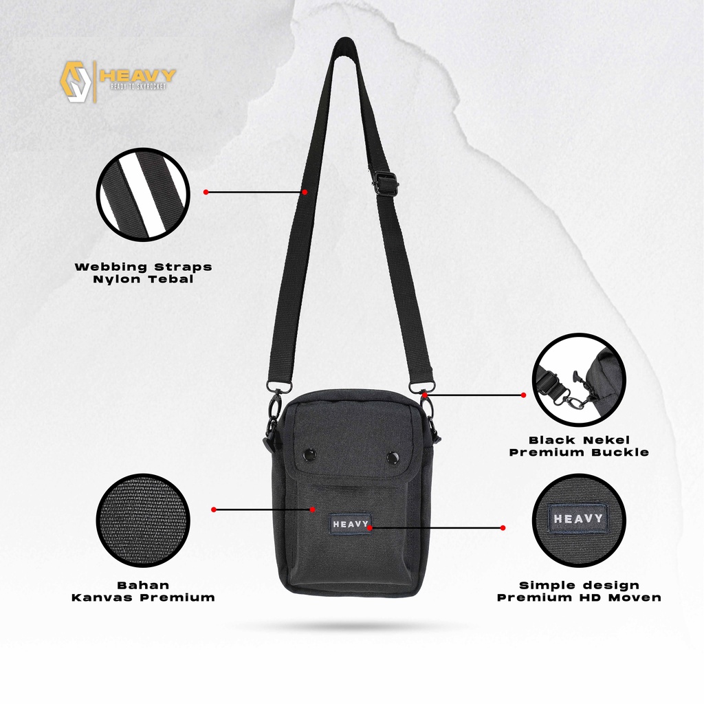 HEAVY.BAG - TAS SELEMPANG PRIA - SLING BAG ORIGINAL HEAVY - Tas Pria Siggler Kanfas Premium