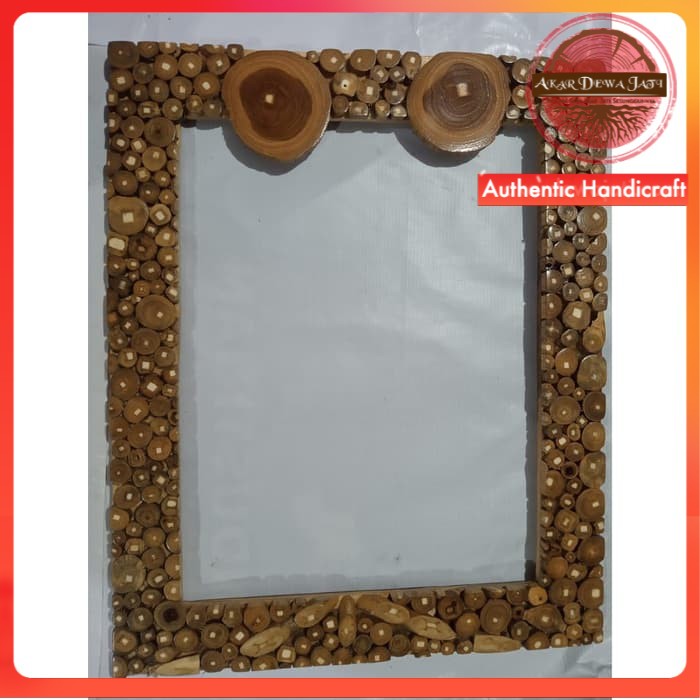 Frame Foto Kayu Jati Dengan Hiasan Ranting Jati Tanpa Kaca