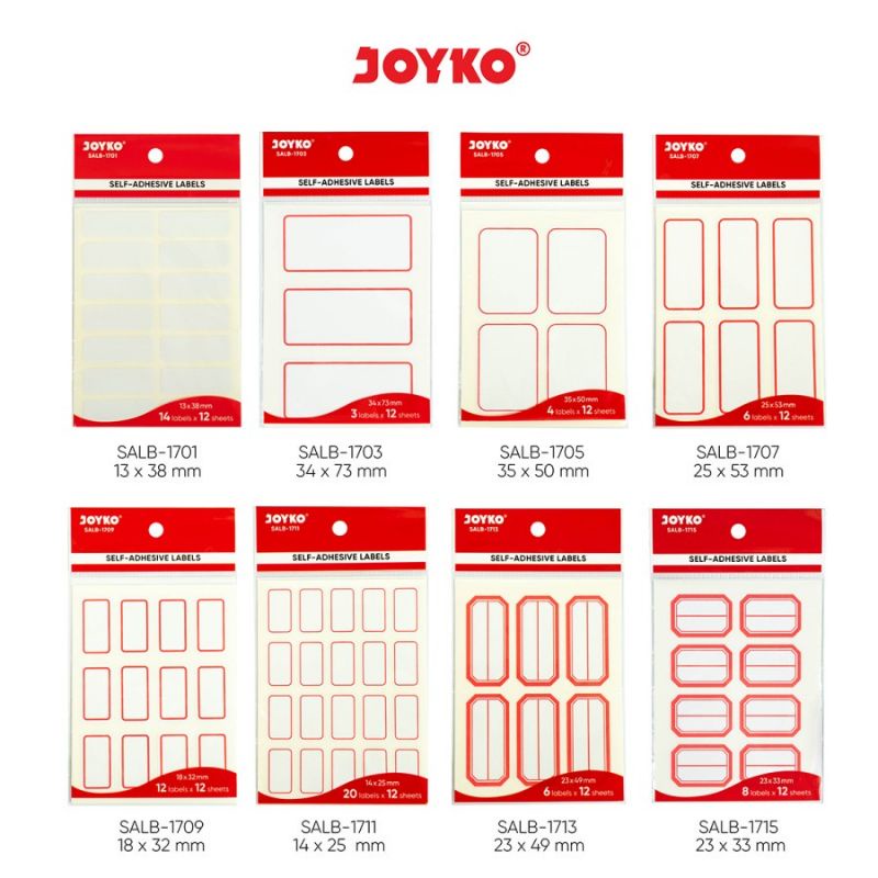 

JOYKO Label Sticker SALB-1701- SALB-1715 Self Adhesive Labels Stiker Tempel Kotak Isi 12 Sheets
