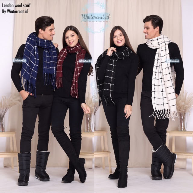 London Winter scarf Men Women Syal Musim dingin pria wanita cewek cowok pashmina tebal hangat