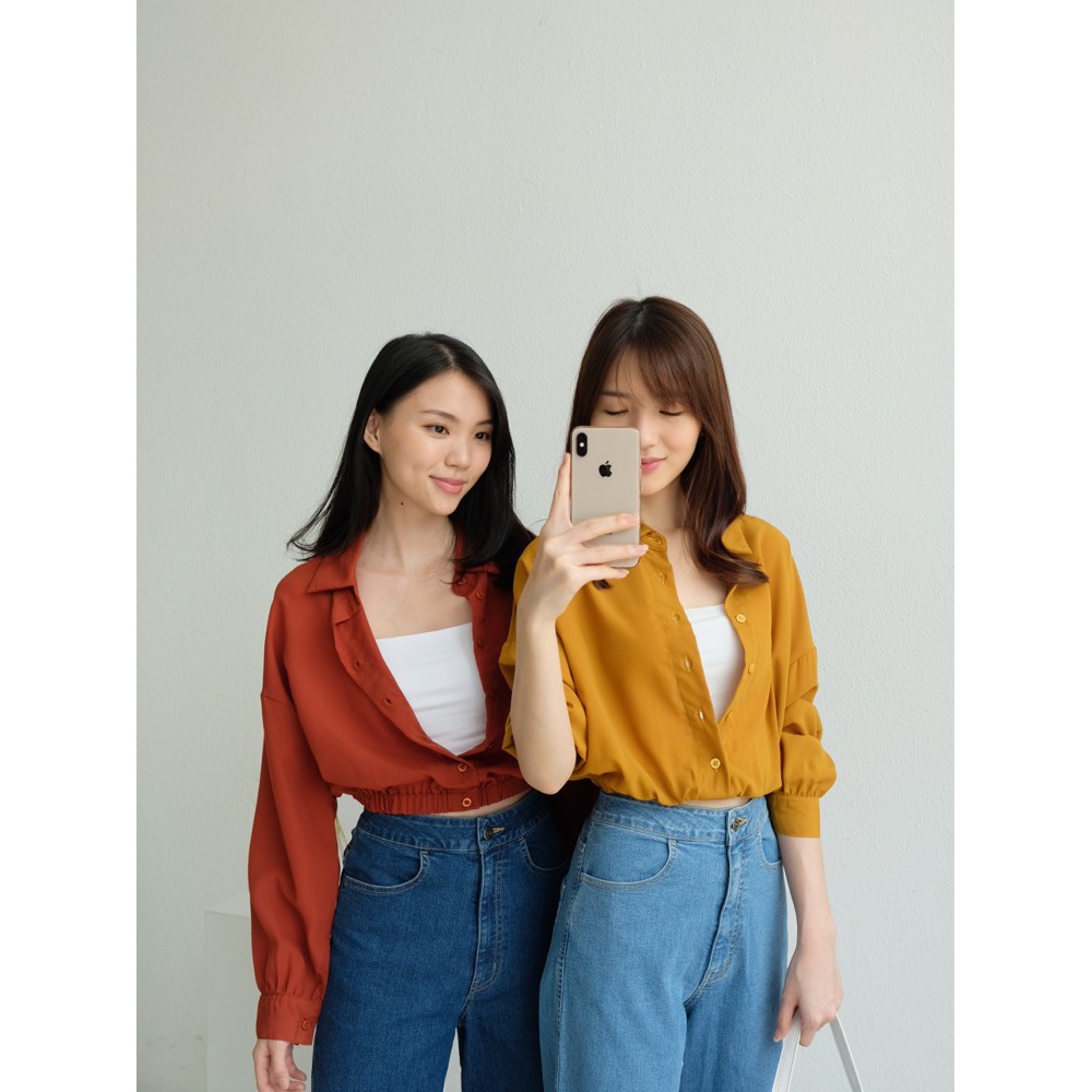 T-0372 Kemeja Wanita Variasi Karet Pinggang