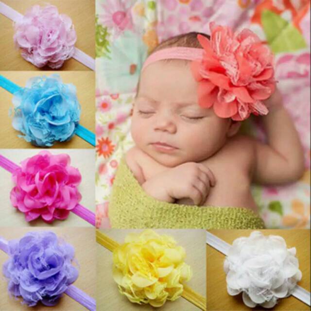 Bandana bayi / headband baby flower renda