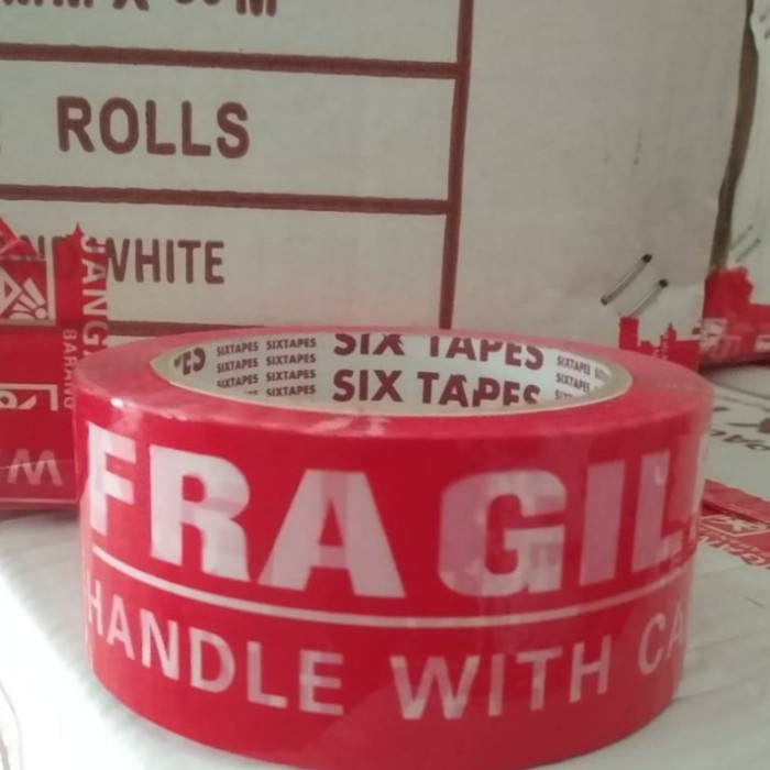 

Lakban Merah Fragile Jangan Dibanting Six Tapes Tebal Berkualitas