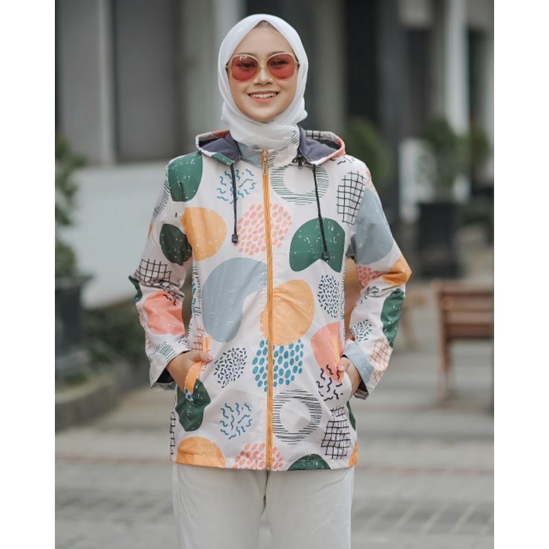 Jaket Parka Full Printing Waterproof/Anti Air | OOTD Jaket Parka Wanita/Cewek Kekinian Waterproof Terbaru Best Quality