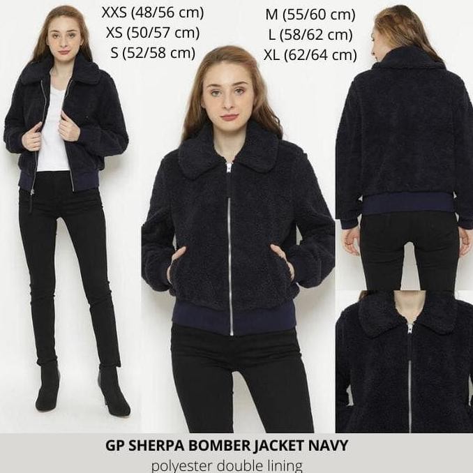 Jaket Branded Wanita - Gap Sherpa Bomber Jacket Navy Lowienjan24
