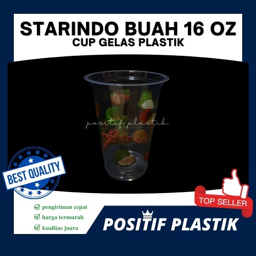 [50 pcs] Cup STARINDO BUAH 16 oz -  Cup/gelas plastik