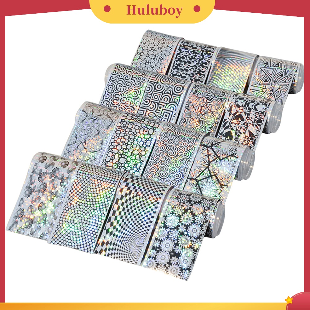 Huluboy Huluboy♡ 16pcs / Set Stiker Kuku Foil Transfer Laser Starry Sky Untuk DIY Manicure