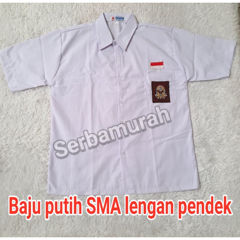 Baju putih pendek SMA seragam sekolah SMA lengan pendek