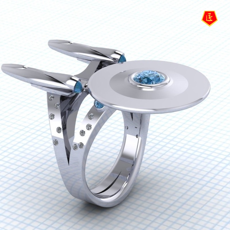 [Ready Stock]Creative Personality New Starship Ring