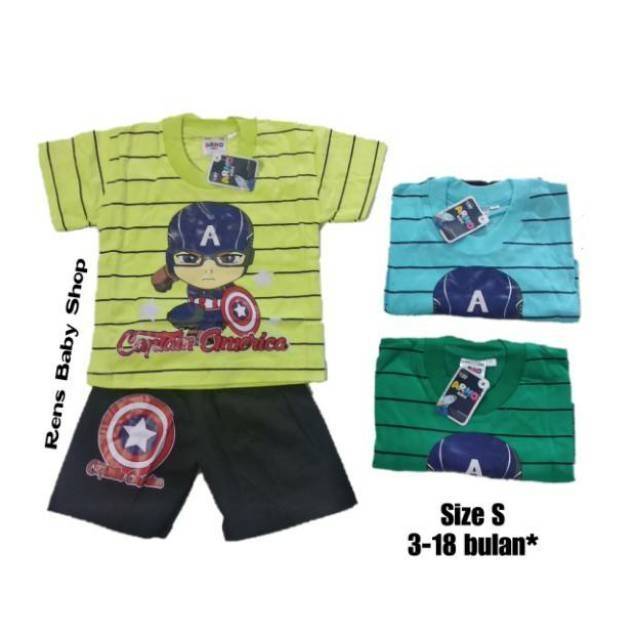 Setelan baju BATMAN / CAPTAIN AMERICA Arno anak 1 / 2 / 3 tahun