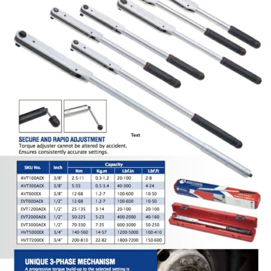 BRITOOL HVT5000 torque wrench kunci moment 140-560NM HVT5000A asli