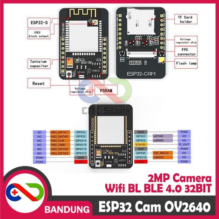 ESP32-CAM MODULE CAMERA OV2640 2MP ESP32 CAM WIFI+BLUETOOTH 4.0 32BIT