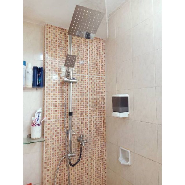 Shower Mandi Set Tiang + Kran Cabang 1/2&quot; SHOWER COULUMN Stainless Model Kotak / Wall &amp; Hand Shower Stainless | Shower Tiang Stainless